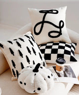 French Forest Black and White Checkerboard Throw Pillow Cover - Julia M LifeStyles