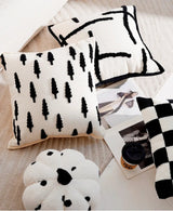 French Forest Black and White Checkerboard Throw Pillow Cover - Julia M LifeStyles