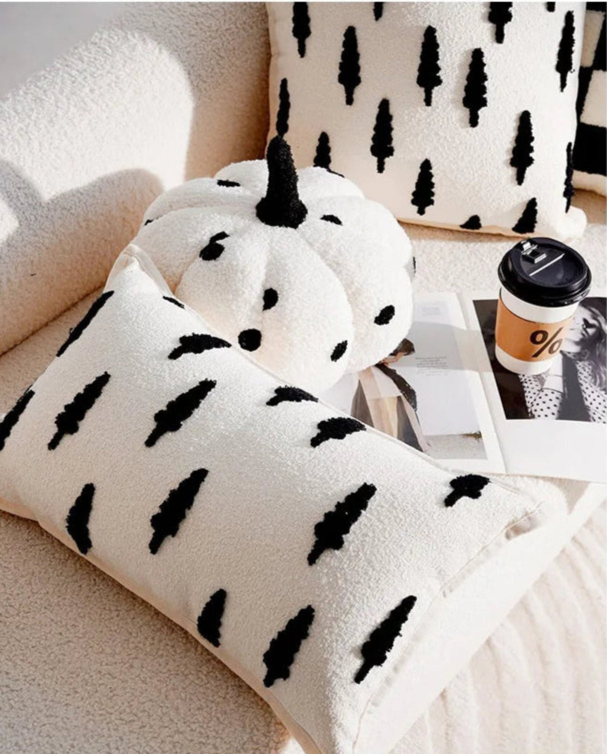 French Forest Black and White Checkerboard Throw Pillow Cover - Julia M LifeStyles