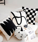 French Forest Black and White Checkerboard Throw Pillow Cover - Julia M LifeStyles