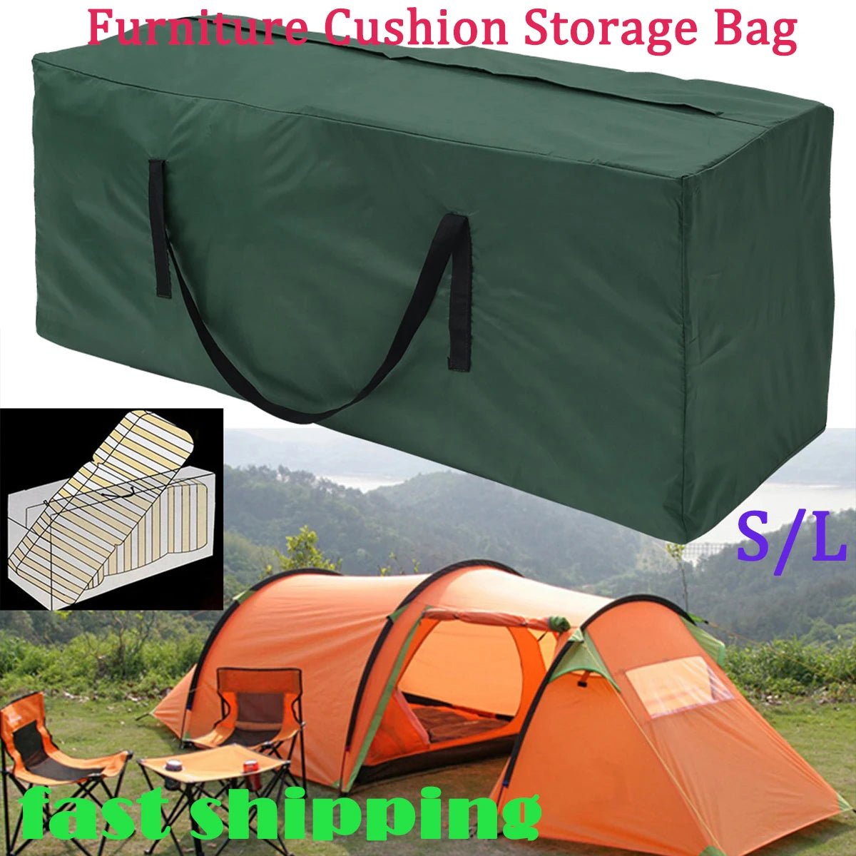 Garden Furniture Cushion Storage Bag Waterproof Anti-UV Rectangle Outdoor Furniture Protective Cover Christmas Tree Storage Bag - Julia M LifeStyles