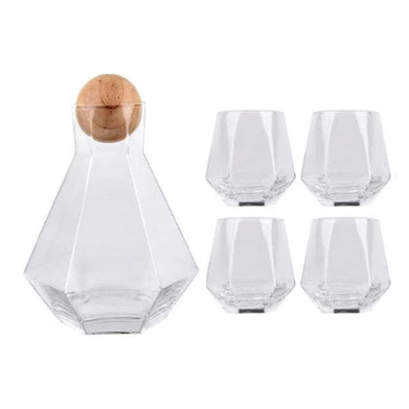 Geometric Glass Water Pots Set drinkware sets Julia M Home & Kitchen Transparent  5pcs  