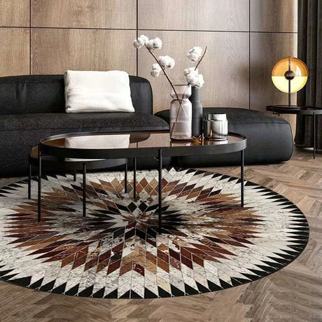 Geometric Pattern Round Carpet - Anti-Slip & Machine Washable decor Julia M Home & Kitchen   