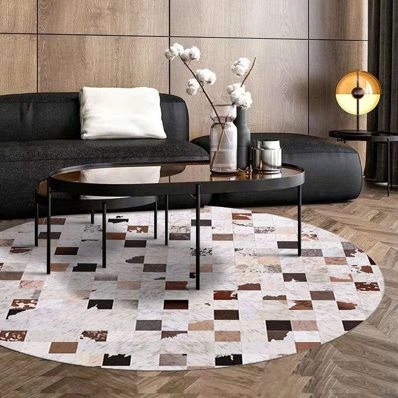 Geometric Pattern Round Carpet - Anti - Slip & Machine Washable - Julia M LifeStyles