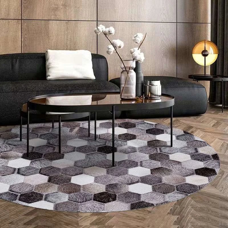 Geometric Pattern Round Carpet - Anti - Slip & Machine Washable - Julia M LifeStyles