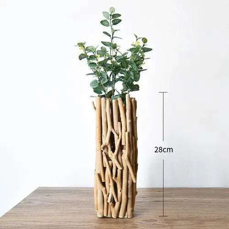 "Geometric Wood Vase: Handcrafted Tabletop Decoration" - Julia M LifeStyles