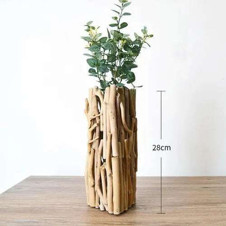 "Geometric Wood Vase: Handcrafted Tabletop Decoration" - Julia M LifeStyles