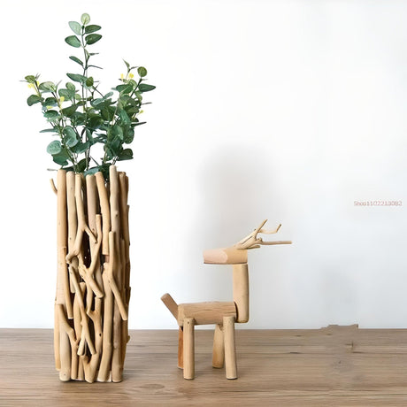 "Geometric Wood Vase: Handcrafted Tabletop Decoration" - Julia M LifeStyles