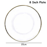 Glass Cutlery Salad Bowl Dinner Plate Soup Bowl Golden Edge Flat Plate Dinnerware Transparent Food Tray Glass Tableware 1pcs - Julia M LifeStyles