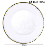 Glass Cutlery Salad Bowl Dinner Plate Soup Bowl Golden Edge Flat Plate Dinnerware Transparent Food Tray Glass Tableware 1pcs - Julia M LifeStyles