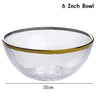 Glass Cutlery Salad Bowl Dinner Plate Soup Bowl Golden Edge Flat Plate Dinnerware Transparent Food Tray Glass Tableware 1pcs - Julia M LifeStyles