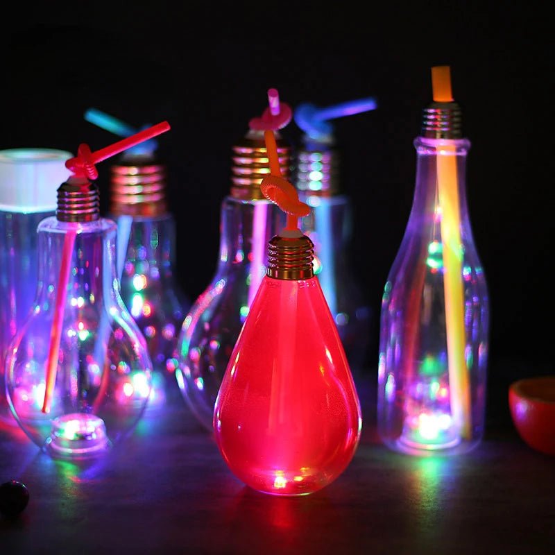 Glowing Light Bulb Cocktail Cup Plastic Bar Party Mixing Drinking Wine Glass LED Sparkling Juice Beverage Smoothie Mug - Julia M LifeStyles