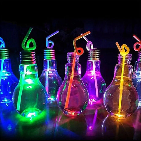 Glowing Light Bulb Cocktail Cup Plastic Bar Party Mixing Drinking Wine Glass LED Sparkling Juice Beverage Smoothie Mug - Julia M LifeStyles