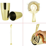 Gold Boston Cocktail Shaker Set with Bamboo Stand - Julia M LifeStyles