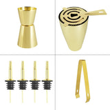 Gold Boston Cocktail Shaker Set with Bamboo Stand - Julia M LifeStyles