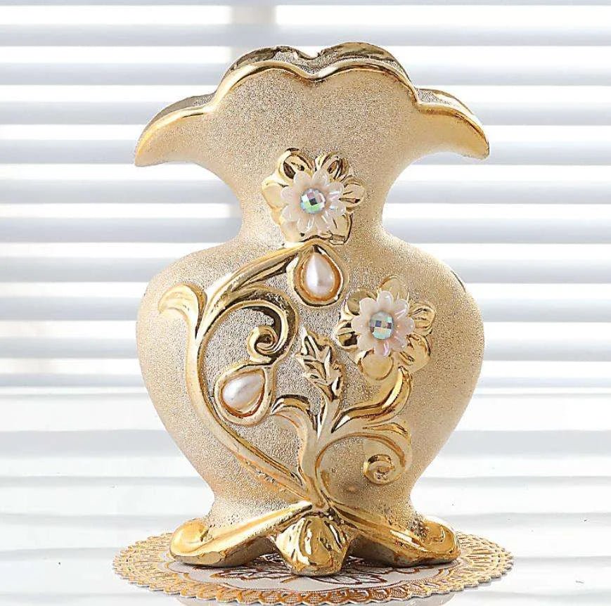 Gold Frosted Porcelain Vase - Julia M LifeStyles