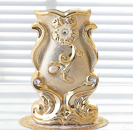 Gold Frosted Porcelain Vase - Julia M LifeStyles