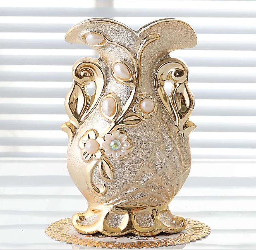 Gold Frosted Porcelain Vase - Julia M LifeStyles