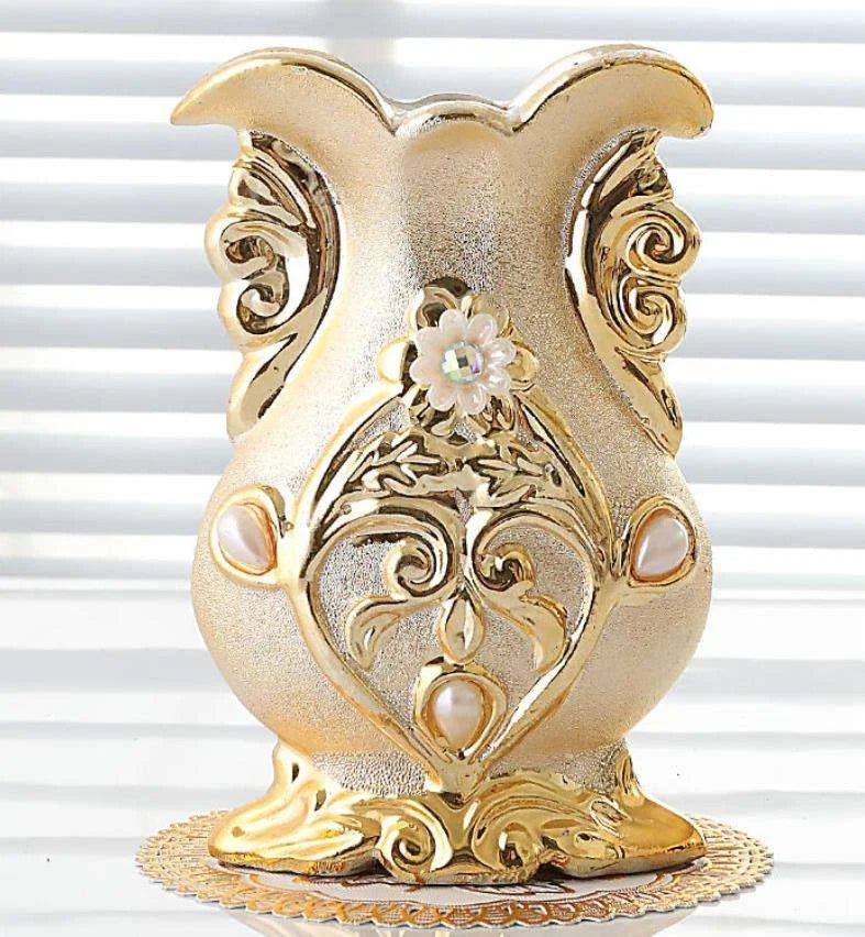 Gold Frosted Porcelain Vase - Julia M LifeStyles