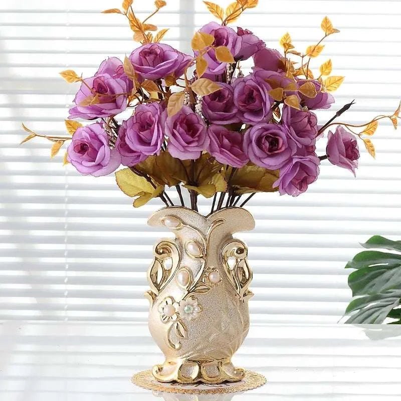 Gold Frosted Porcelain Vase - Julia M LifeStyles