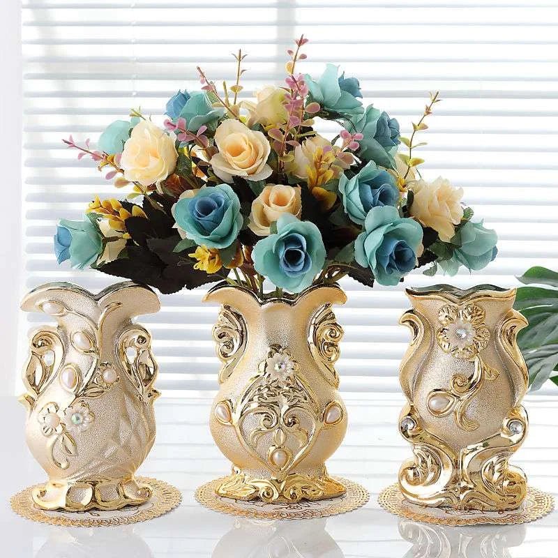 Gold Frosted Porcelain Vase - Julia M LifeStyles