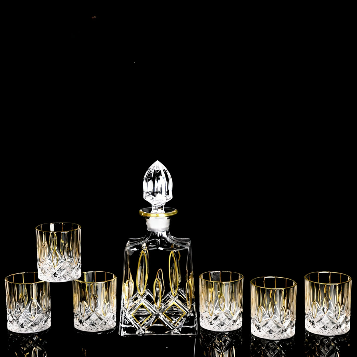 Gold-lined Crystal Glass Whisky Glass Wine Set drinkware sets Julia M Home & Kitchen   