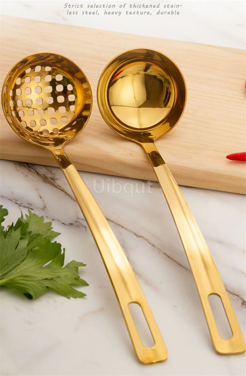 Gold Plated Stainless Steel Hot Pot Ladle & Soup Spoon - Julia M LifeStyles