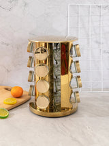 Gold Rotating Spice Rack with 16 Jars - Julia M LifeStyles