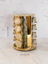 Gold Rotating Spice Rack with 16 Jars - Julia M LifeStyles