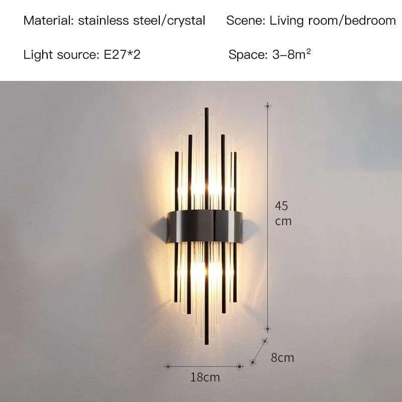 Gold/Black Modern Crystal Wall Lamp - Julia M LifeStyles