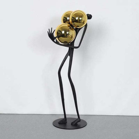 Golden Ball Matchstick Men Sculpture - Julia M LifeStyles