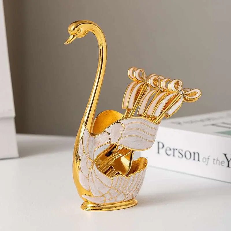 Golden Cute Swan Fruit Fork Set - Julia M LifeStyles