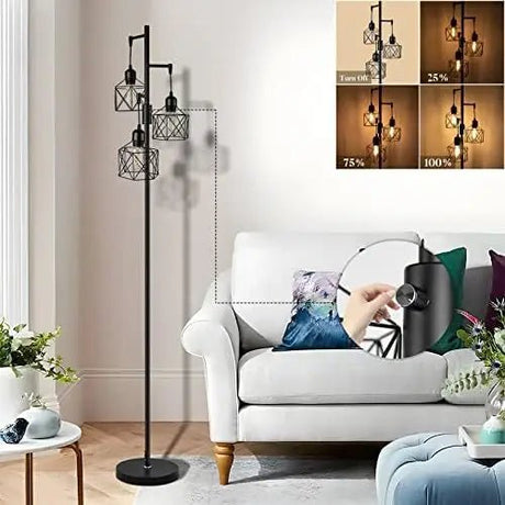 Golden Diamond Cage Floor Lamp with Dimmable LED Lights 🌟 - Julia M LifeStyles