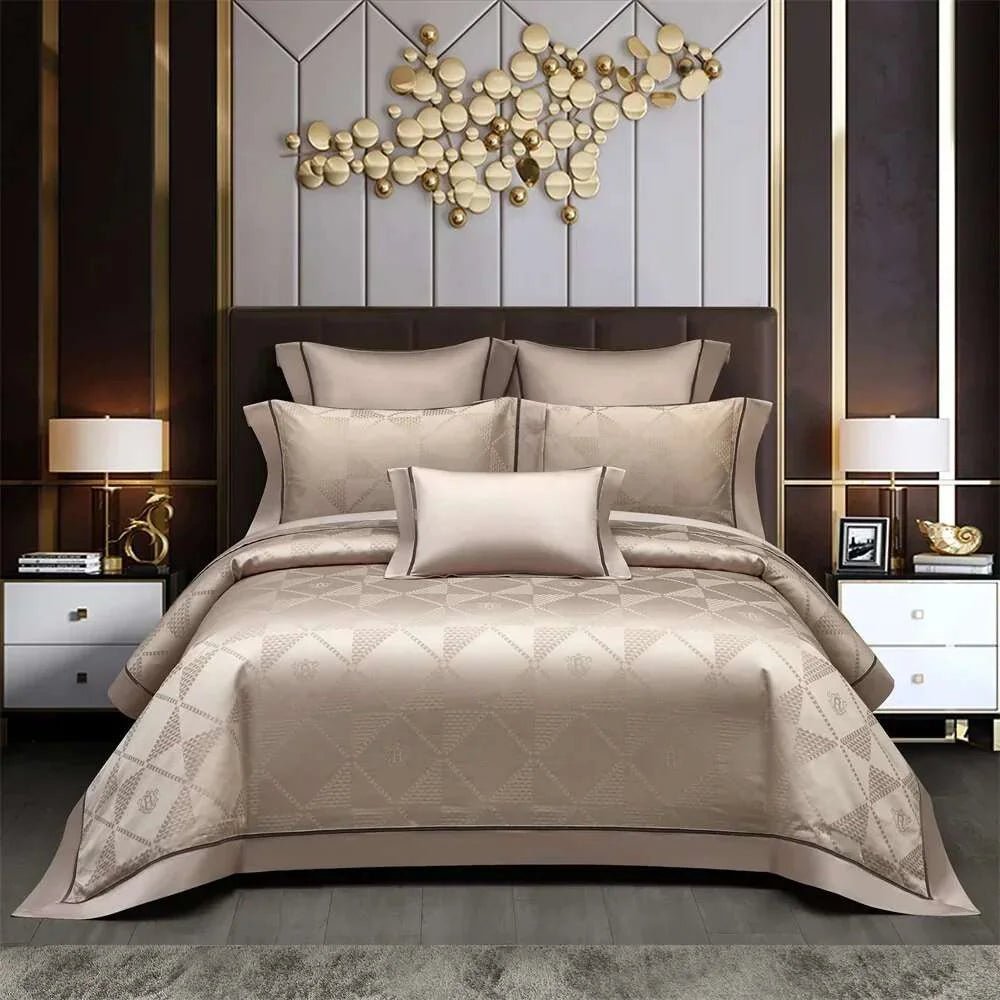 Golden Jacquard Egyptian Cotton Duvet Set - Julia M LifeStyles