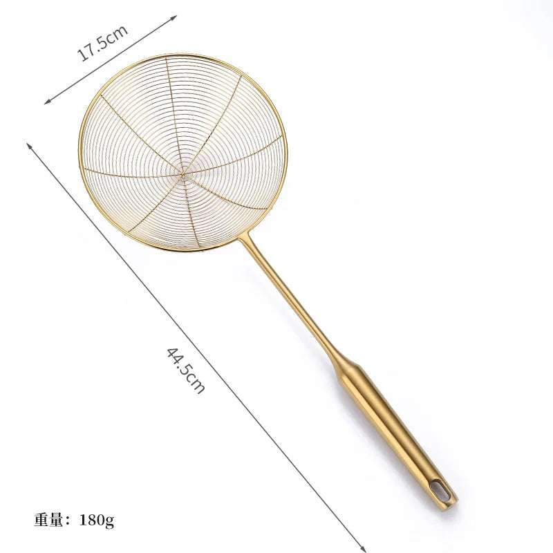 Golden Stainless Steel Skimmer Strainer - Kitchen Tools - Julia M LifeStyles