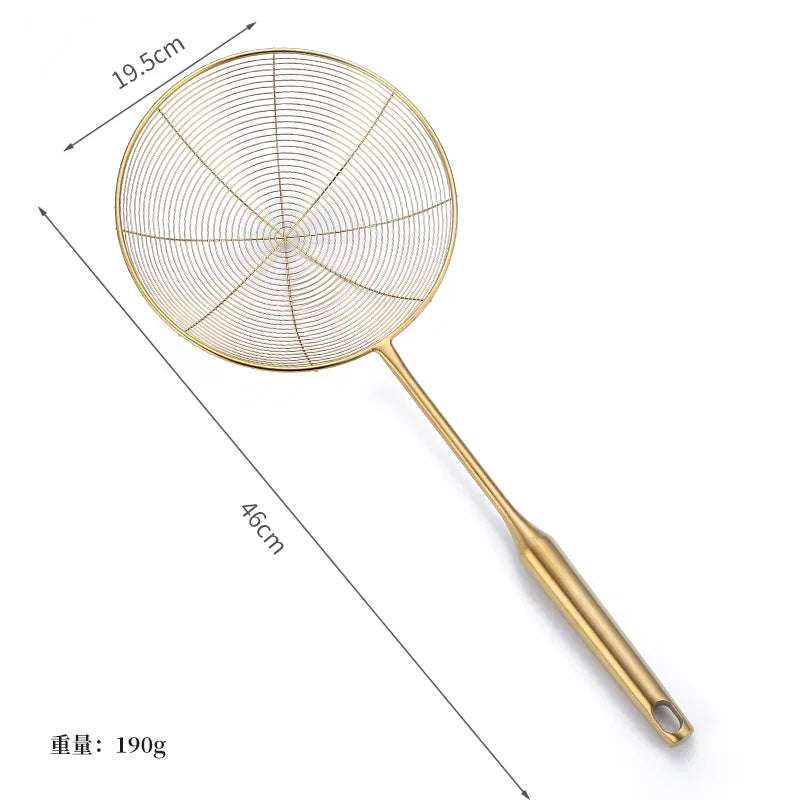 Golden Stainless Steel Skimmer Strainer - Kitchen Tools - Julia M LifeStyles