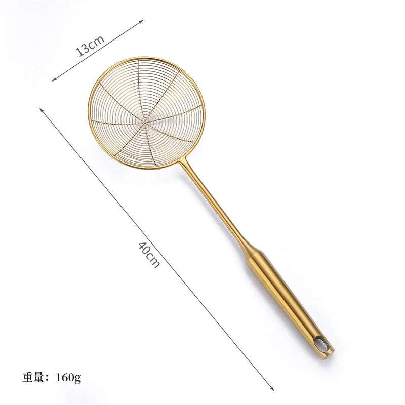 Golden Stainless Steel Skimmer Strainer - Kitchen Tools - Julia M LifeStyles