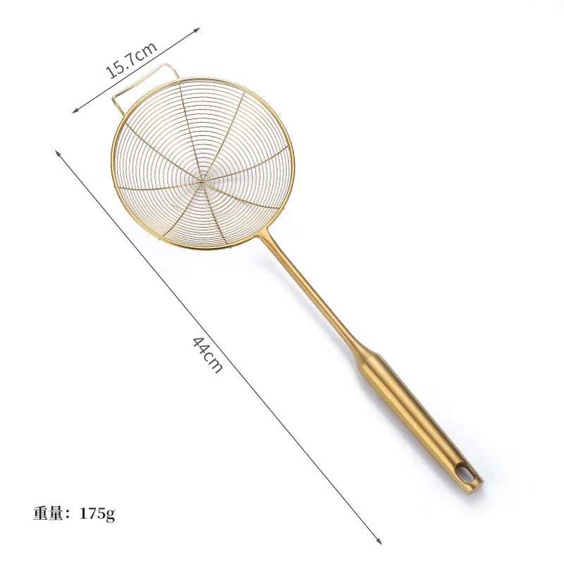 Golden Stainless Steel Skimmer Strainer - Kitchen Tools - Julia M LifeStyles