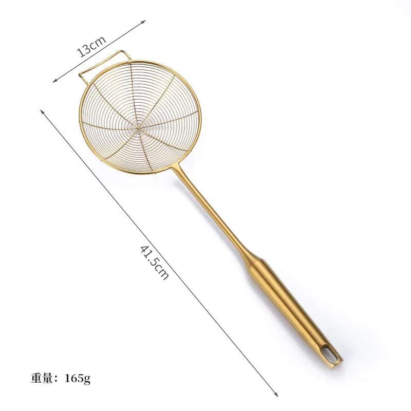 Golden Stainless Steel Skimmer Strainer - Kitchen Tools - Julia M LifeStyles