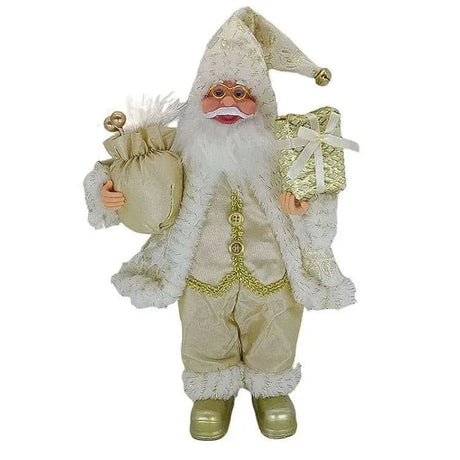 Golden Standing Santa Claus Doll With Gift Bags Christmas Decor - Julia M LifeStyles