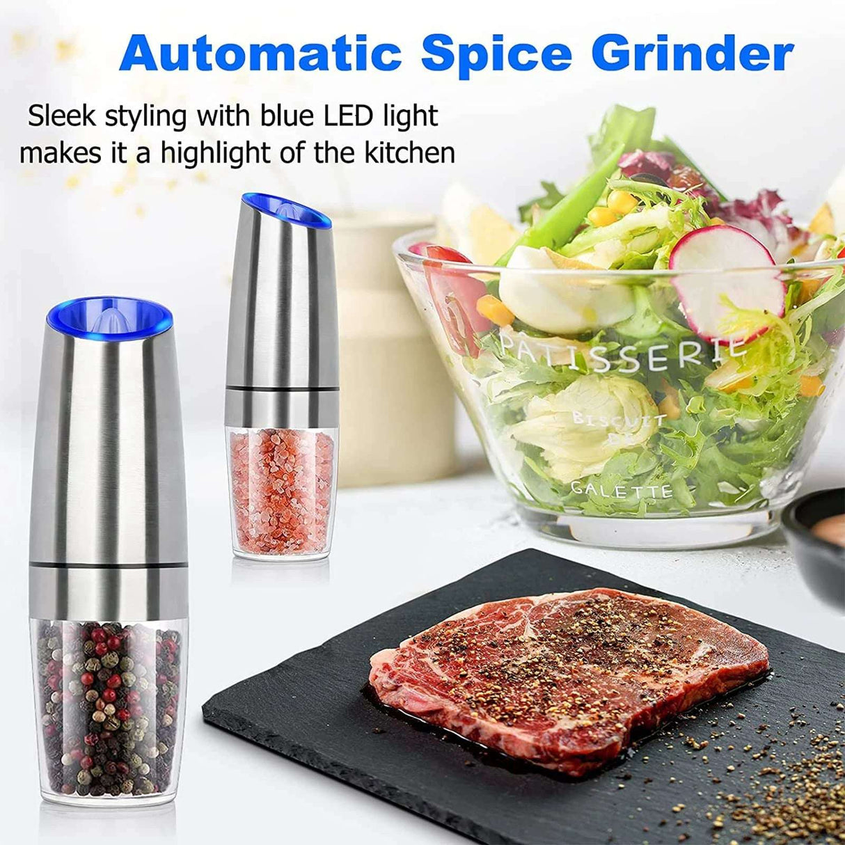 Gourmet Grind: Gravity Electric Salt and Pepper Grinder Set - Julia M LifeStyles