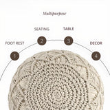 Hand - Knitted Cotton Ottoman Pouf: Modern Minimalist Foot Rest - Julia M LifeStyles