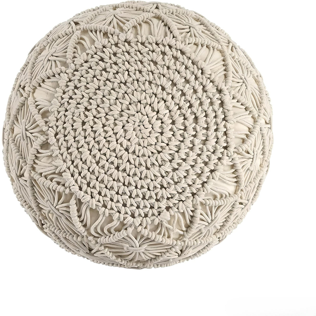 Hand - Knitted Cotton Ottoman Pouf: Modern Minimalist Foot Rest - Julia M LifeStyles