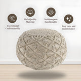 Hand-Knitted Cotton Ottoman Pouf: Modern Minimalist Foot Rest - Julia M LifeStyles