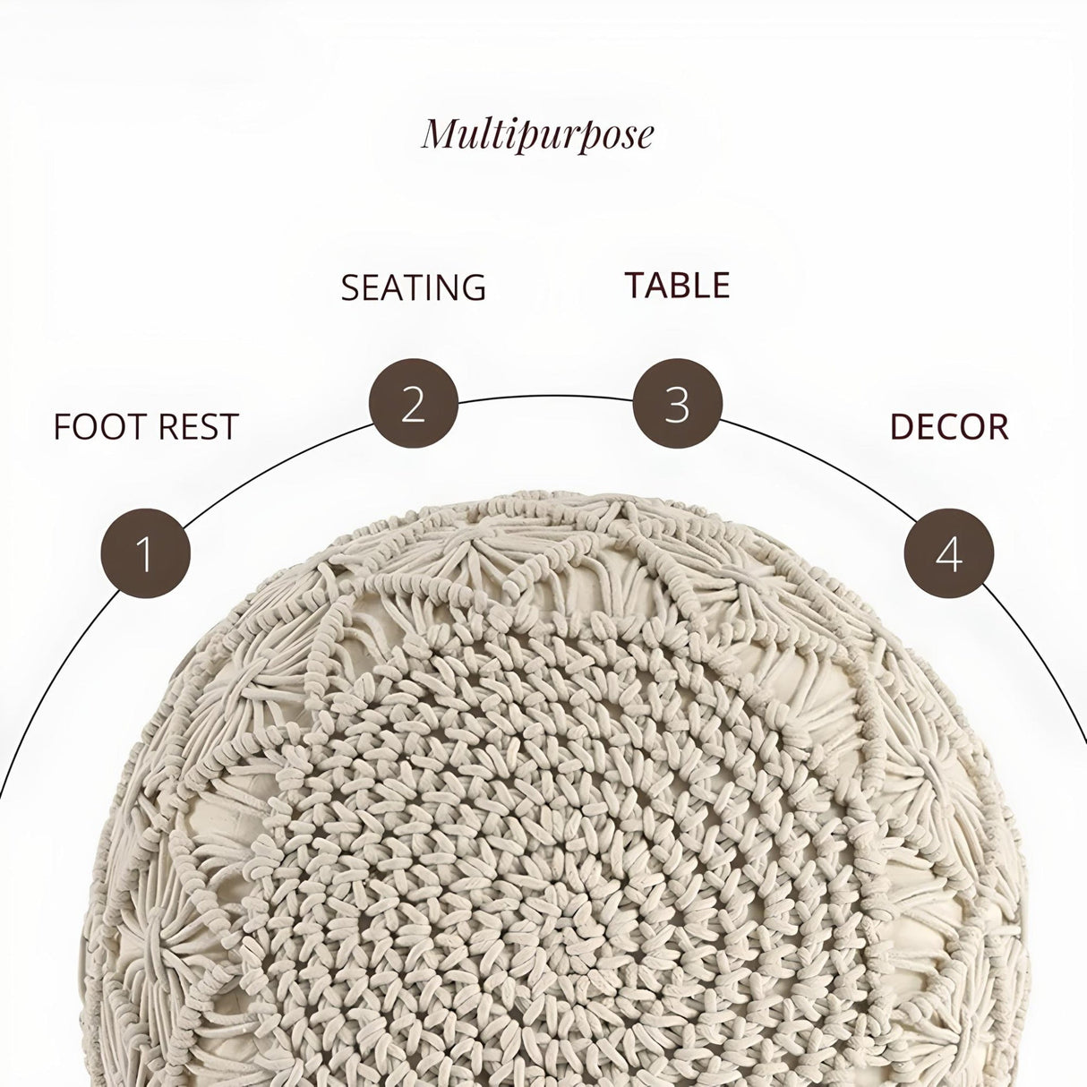 Hand-Knitted Cotton Ottoman Pouf: Modern Minimalist Foot Rest - Julia M LifeStyles