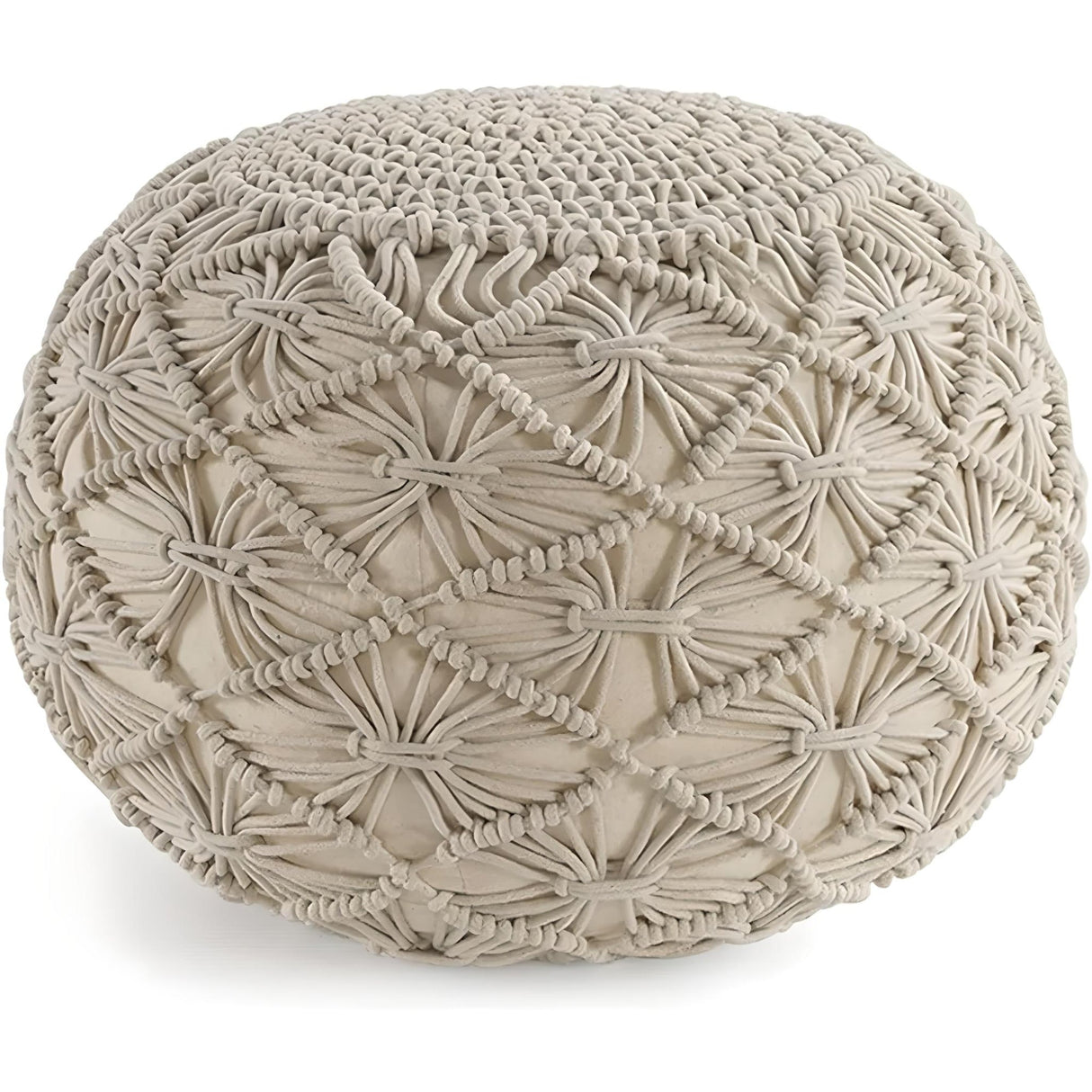 Hand-Knitted Cotton Ottoman Pouf: Modern Minimalist Foot Rest - Julia M LifeStyles