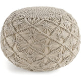 Hand - Knitted Cotton Ottoman Pouf: Modern Minimalist Foot Rest - Julia M LifeStyles