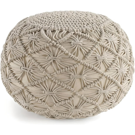 Hand - Knitted Cotton Ottoman Pouf: Modern Minimalist Foot Rest - Julia M LifeStyles