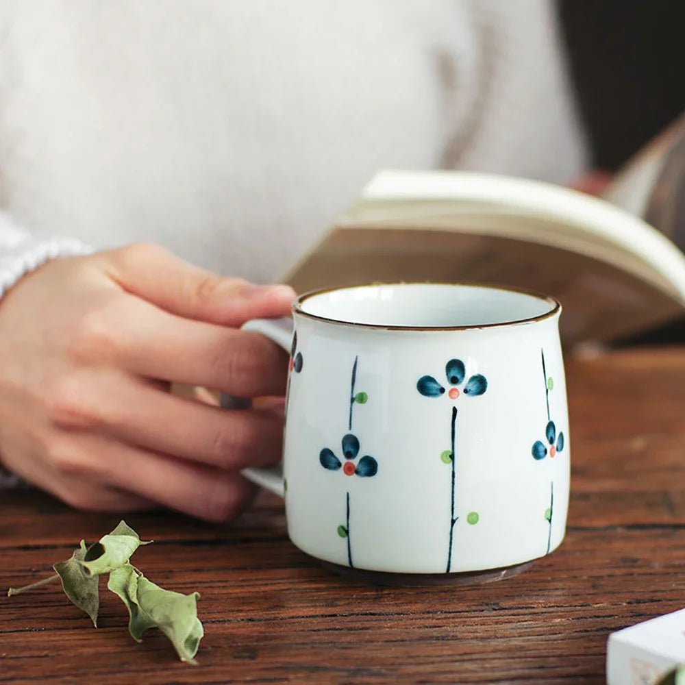 Japanese Antique Style Hand-Painted Ceramic Tea Mug - 8.5oz - Julia M LifeStyles