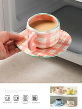 Hand - painted Flower Ceramic Coffee Cup Home Office Mug With Plate Spoon Breakfast Milk Juice Tea Handle Cup Gift Drinkware Set - Julia M LifeStyles